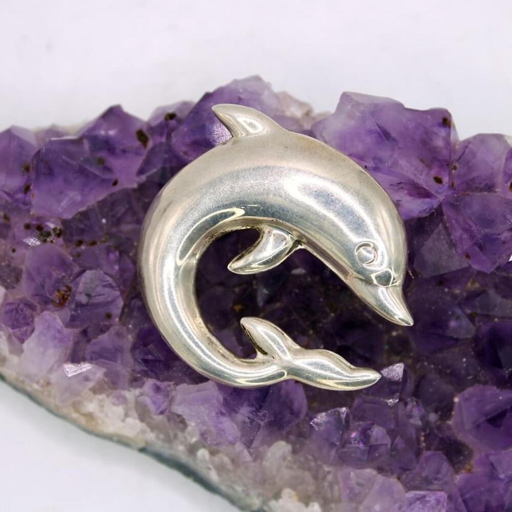 Sterling Silver Taxco Mexico Dolphin Brooch MT-38